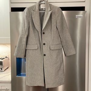 10 Crosby Derek Lam Gray Wool Blend Single-Breasted Coat